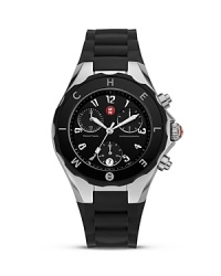 Make a bold, glamorous statement with Michele's jelly bean watch. Styled in sleek black with three-eye functionality. Make a bold, glamorous statement with Michele's jelly bean watch. Styled in sleek black with three-eye functionality.