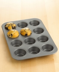 A baker's dozen right at your fingertips. Serve up deliciously moist treats with this 12-cup muffin pan. Features include nonstick interiors and exteriors for easy cleaning, no-hassle food release and optimum baking performance. Lifetime warranty. A baker's dozen right at your fingertips. Serve up deliciously moist treats with this 12-cup muffin pan. Features include nonstick interiors and exteriors for easy cleaning, no-hassle food release and optimum baking performance. Lifetime warranty.