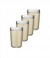 Kraftware Double Wall Insulated 16-Ounce Acrylic Drinkware, Ivory, Set of 4