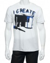 Kenneth Cole Reaction White Pure (white with royal and black) Graphic SS V-Neck T-Shirt