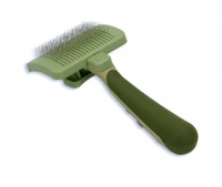 Safari Self-Cleaning Slicker Brush for Cats, Green Safari Self-Cleaning Slicker Brush for Cats, Green