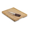 Beautiful rosewood knife handles and an eco-friendly rubberwood board highlight this essential set.