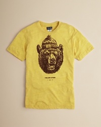 This hip crewneck is tricked out with a fierce, hatted grizzly bear on the chest. This hip crewneck is tricked out with a fierce, hatted grizzly bear on the chest.
