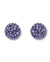 Pretty in purple: Tanzanite-hued Pointiage crystals define these sparkling sphere-shaped stud earrings from Swarovski. Set in silver tone mixed metal, they'll make an eye-catching and effortless addition to your jewelry collection. Approximate diameter: 3/10 inch.