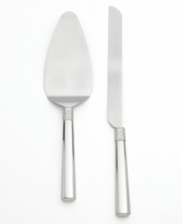 An intricate braided design between two solid bands makes a sophisticated statement at any table. Detailed and balanced this flatware is perfect for both a traditional or modern setting. Includes 1 cake knife and 1 pie/cake server. An intricate braided design between two solid bands makes a sophisticated statement at any table. Detailed and balanced this flatware is perfect for both a traditional or modern setting. Includes 1 cake knife and 1 pie/cake server.