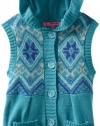 Energie Girls 7-16 Alexa Hooded Sweater Vest, Teal, Large