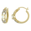 18k Yellow Gold Plated Sterling Silver Diamond-Accent Created-Opal Open XO Hoop Earrings