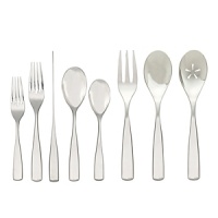 The Anna flatware set is long and lean, with a graceful taper that separates the upper and lower parts of each piece of cutlery. Like a line of ballet dancers, the tines of each fork sweep upwards in comely formations. Flower-shaped cut-outs adorn the larger serving pieces. Ideal for an elegant home, or as an impeccable wedding gift.· The Anna flatware set is long and lean, with a graceful taper that separates the upper and lower parts of each piece of cutlery. Like a line of ballet dancers, the tines of each fork sweep upwards in comely formations. Flower-shaped cut-outs adorn the larger serving pieces. Ideal for an elegant home, or as an impeccable wedding gift.·