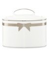 A gift to formal dining from kate spade new york, the Grace Avenue sugar bowl offers a chic balance of fun and refined in platinum-banded bone china. Grosgrain ribbon puts the preppy, finishing touch on dinnerware destined for stylish tables.