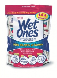 Wet Ones Singles Antibacterial Cleansing Wipes, Fresh Scent, 144 Count Wet Ones Singles Antibacterial Cleansing Wipes, Fresh Scent, 144 Count