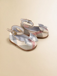 Perfect any look with these precious ballerina-style flats topped colorful checks and matching bow.Ankle strap with buckle closureCotton upperLeather liningSynthetic solePadded insoleImported Perfect any look with these precious ballerina-style flats topped colorful checks and matching bow.Ankle strap with buckle closureCotton upperLeather liningSynthetic solePadded insoleImported