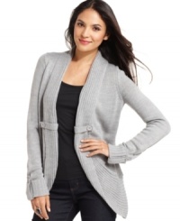 AGB's latest sweater is a stylish casual layer with its ribbed shawl collar, buttoned tab details, and chic rounded hem. AGB's latest sweater is a stylish casual layer with its ribbed shawl collar, buttoned tab details, and chic rounded hem.