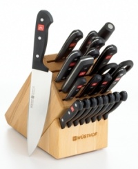 The seasoned gourmet is always one step ahead, a cut above the rest. This professional set – each blade stamped from one solid piece of high-carbon surgical stainless steel – provides the complete arsenal of superb cutlery that's sure to hold its razor-sharp, long-lasting edge for many meals to come. Lifetime warranty. The seasoned gourmet is always one step ahead, a cut above the rest. This professional set – each blade stamped from one solid piece of high-carbon surgical stainless steel – provides the complete arsenal of superb cutlery that's sure to hold its razor-sharp, long-lasting edge for many meals to come. Lifetime warranty.