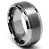 Tungsten Carbide Men's Band Brushed Finish with Ridged Sides [9mm] - Size 7.0