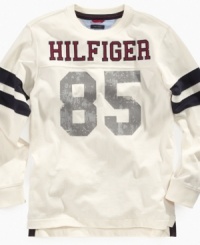 This layered Tommy Hilfiger jersey is sure to score him some coolness points. This layered Tommy Hilfiger jersey is sure to score him some coolness points.