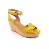 Elie Tahari Dawn Open Toe Wedge Sandals Shoes Yellow Womens