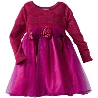 Bonnie Jean Girls 2-6X Lurex Stripe Bodice To Sparkle Mesh Skirt, Fuschia, 2T