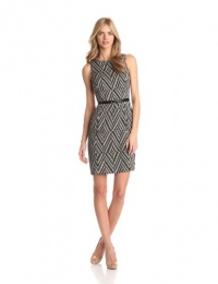 Anne Klein Women's Sleeveless Belted Print Dress