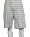Perry Ellis Men's Light Gray Plaid (Small) Flat Front Walking Shorts