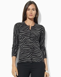 Amp up your look with this statement-making zebra-print cardigan, rendered in a sumptuous silk-cashmere blend for an always appropriate amount of warmth. Amp up your look with this statement-making zebra-print cardigan, rendered in a sumptuous silk-cashmere blend for an always appropriate amount of warmth.