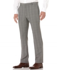 With a slim fit and a classic plaid pattern, these Perry Ellis dress pants are flattering and fashionable. With a slim fit and a classic plaid pattern, these Perry Ellis dress pants are flattering and fashionable.