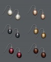 Rich, yet neutral, hues make this set of cultured freshwater pearl earrings by Fresh by Honora an instant wardrobe staple. Set includes six pairs of multicolored pearl earrings set in sterling silver. Approximate drop: 3/8 inch.