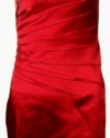 Calvin Klein Women's One Shoulder Tucked Satin Dress Red