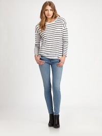 Channel seaside vibes with this ultra-soft boatneck, characterized by dropped shoulders and long dolman sleeves. BoatneckDropped shouldersLong dolman sleevesFront pocketLonger length hits below the hipsLinenDry cleanImportedModel shown is 5'10 (177cm) wearing US size Small. Channel seaside vibes with this ultra-soft boatneck, characterized by dropped shoulders and long dolman sleeves. BoatneckDropped shouldersLong dolman sleevesFront pocketLonger length hits below the hipsLinenDry cleanImportedModel shown is 5'10 (177cm) wearing US size Small.