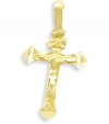 Cross Crucifix Pendant Solid 14k Yellow Gold Jesus Charm 1.00 inch