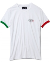 Buon Italia! This t-shirt from Armani shows of your international style. Buon Italia! This t-shirt from Armani shows of your international style.