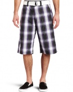 Southpole Men's Belted Colored Plaid Short