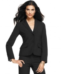 Anne Klein's crisp jacket feature thick-stitched detail at the edges for a tailored look. Pair with trousers or a sleek sheath for a polished, professional look. Anne Klein's crisp jacket feature thick-stitched detail at the edges for a tailored look. Pair with trousers or a sleek sheath for a polished, professional look.