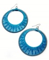 Perfect your party look in pool blue. Style&co.'s bright blue earrings feature wrapped viscose threads set in silver tone mixed metal. Approximate drop: 2-1/2 inches.