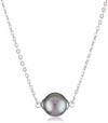 Majorica Sterling Silver 8mm Grey Round Pearl Pendant Necklace