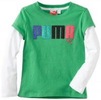 Puma - Kids Girls 2-6X Lit Multi Glitter Shirt Slider Set, Toucan Green, 6 Puma - Kids Girls 2-6X Lit Multi Glitter Shirt Slider Set, Toucan Green, 6