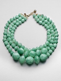 Faceted beads in a multi-row style with a dramatic graduated pattern. ResinGoldtoneLength, about 18Lobster clasp closureImported Faceted beads in a multi-row style with a dramatic graduated pattern. ResinGoldtoneLength, about 18Lobster clasp closureImported