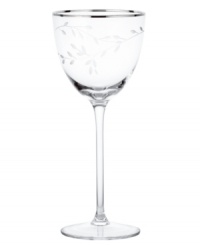 Birch branches grow around this graceful crystal goblet, turning formal tables into serene landscapes. A contemporary design refined with polished platinum, it complements the Noritake crystal stemware collection with breezy, all-natural beauty. Birch branches grow around this graceful crystal goblet, turning formal tables into serene landscapes. A contemporary design refined with polished platinum, it complements the Noritake crystal stemware collection with breezy, all-natural beauty.