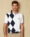Hit the links in style with this argyle polo shirt from Nautica.