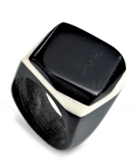 More than an accessory, this statement ring is carved by hand in horn and bone and reminds its wearer of the talent and determination of Haitian artisans. More than an accessory, this statement ring is carved by hand in horn and bone and reminds its wearer of the talent and determination of Haitian artisans.