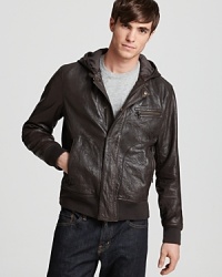 A vintage-inspired bomber jacket evokes timeless sophistication and rugged appeal, striking a fine balance that's always classic and cool. Rendered completely in lambskin for the utmost quality, this design from John Varvatos Star USA sets you up in style. A vintage-inspired bomber jacket evokes timeless sophistication and rugged appeal, striking a fine balance that's always classic and cool. Rendered completely in lambskin for the utmost quality, this design from John Varvatos Star USA sets you up in style.