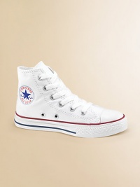 The height of cool style, this high-top design with the signature Chuck seal has a canvas body and a rubber sole. Lace-up closure Canvas upper Rubber sole Traditional Chuck insole Canvas lining Imported The height of cool style, this high-top design with the signature Chuck seal has a canvas body and a rubber sole. Lace-up closure Canvas upper Rubber sole Traditional Chuck insole Canvas lining Imported