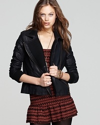 Layer this Free People faux-leather jacket over denim and fancy frocks alike for instant nonchalant cool. Layer this Free People faux-leather jacket over denim and fancy frocks alike for instant nonchalant cool.