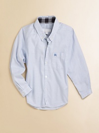 An all-boy version of a shirt dad might wear, in pastel stripes with classic dress-shirt details.Button-down collarButton placketPatch chest pocket with embroidered logoLong sleeves with button cuffsCottonMachine washImported Please note: Number of buttons may vary depending on size ordered. An all-boy version of a shirt dad might wear, in pastel stripes with classic dress-shirt details.Button-down collarButton placketPatch chest pocket with embroidered logoLong sleeves with button cuffsCottonMachine washImported Please note: Number of buttons may vary depending on size ordered.