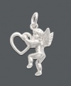 Give the gift of love all year round. Charm by Rembrandt features a petite angel clutching an open-cut heart. Crafted in sterling silver. Approximate drop: 5/8 inch.