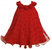 Bonnie Jean Girls 2-6X Crystal Pleat Mesh Dress, Red, 3T Bonnie Jean Girls 2-6X Crystal Pleat Mesh Dress, Red, 3T
