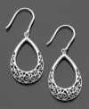 Define your look with these trendy earrings crafted in sterling silver featuring elaborate openwork. Approximate drop: 1-1/4 inches.