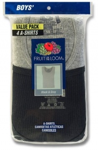 Fruit of the Loom Boy's 4 Pack A-shirt #4P504B Fruit of the Loom Boy's 4 Pack A-shirt #4P504B