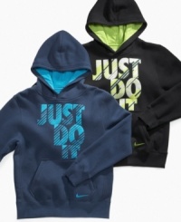 Encourage his inner athlete with this sporty Just Do It Nike hoodie. Encourage his inner athlete with this sporty Just Do It Nike hoodie.