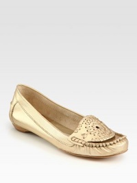 Metallic leather means instant attention for the classic driver.Round toe Leather lining and sole Padded insole Made in USAOUR FIT MODEL RECOMMENDS ordering true size.. Metallic leather means instant attention for the classic driver.Round toe Leather lining and sole Padded insole Made in USAOUR FIT MODEL RECOMMENDS ordering true size..