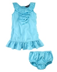 Adorable striped dress in lightweight cotton jersey, finished with a pretty ruffle hem for a playful look. Adorable striped dress in lightweight cotton jersey, finished with a pretty ruffle hem for a playful look.